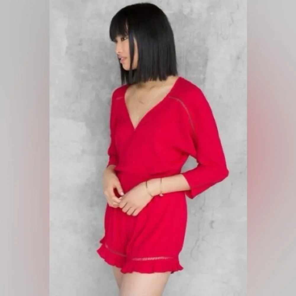 Dina Be Red Wrap-Style Jumpsuit with Belted Waist​